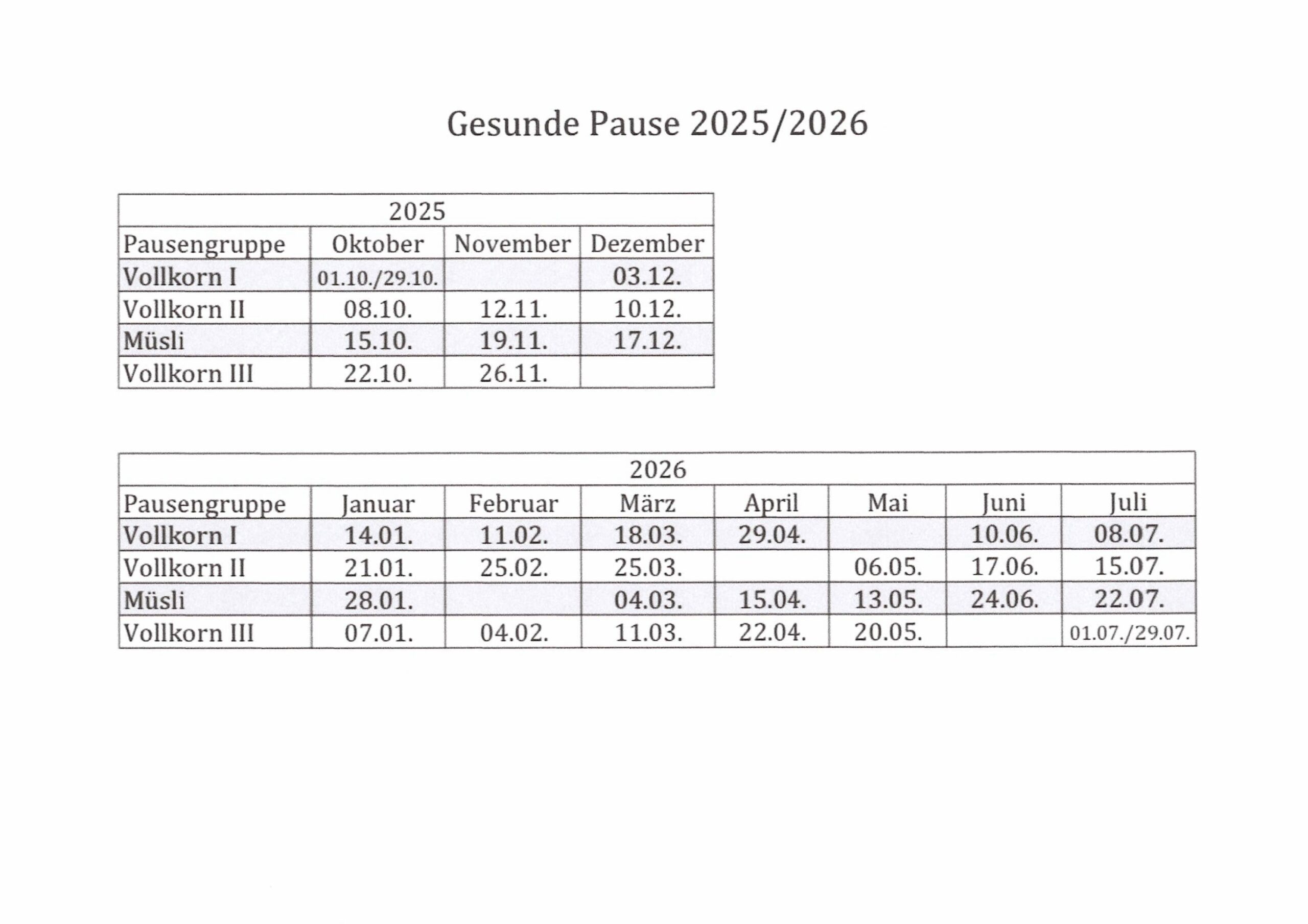 Gesunde Pause 25 26